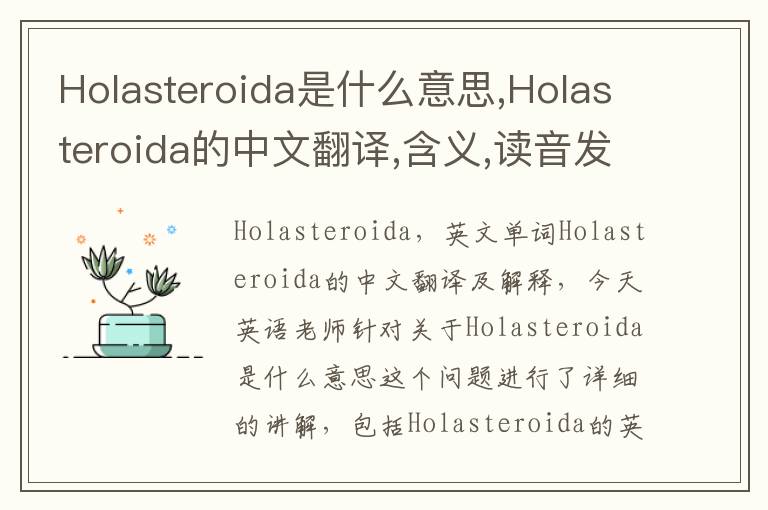 Holasteroida是什么意思,Holasteroida的中文翻译,含义,读音发音,用法,造句,参考例句