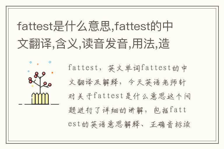 fattest是什么意思,fattest的中文翻译,含义,读音发音,用法,造句,参考例句