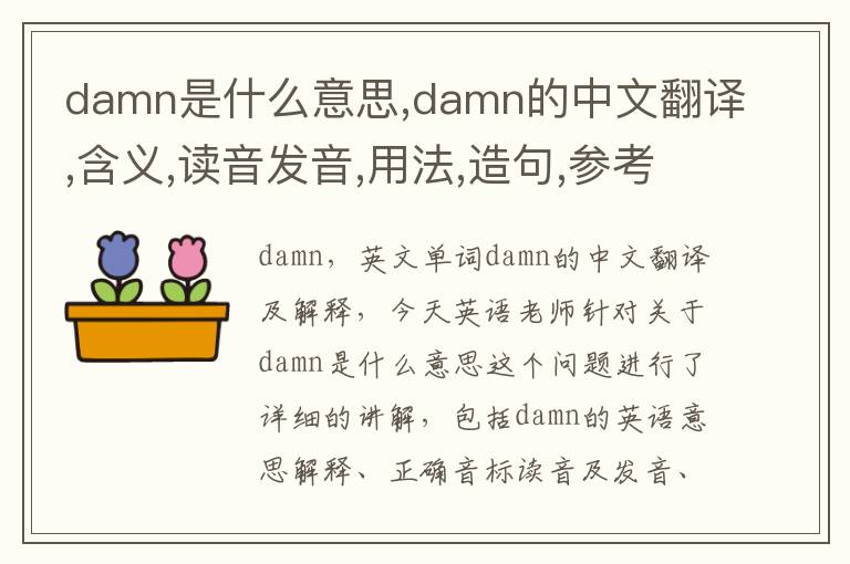 damn是什么意思,damn的中文翻译,含义,读音发音,用法,造句,参考例句