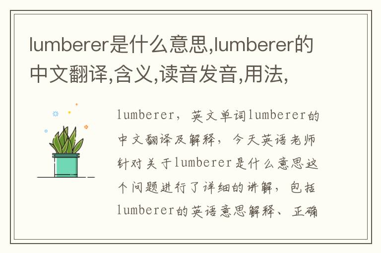 lumberer是什么意思,lumberer的中文翻译,含义,读音发音,用法,造句,参考例句