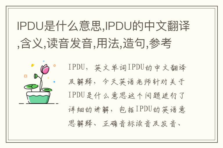 IPDU是什么意思,IPDU的中文翻译,含义,读音发音,用法,造句,参考例句