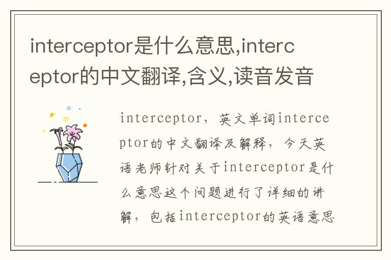 interceptor是什么意思,interceptor的中文翻译,含义,读音发音,用法,造句,参考例句