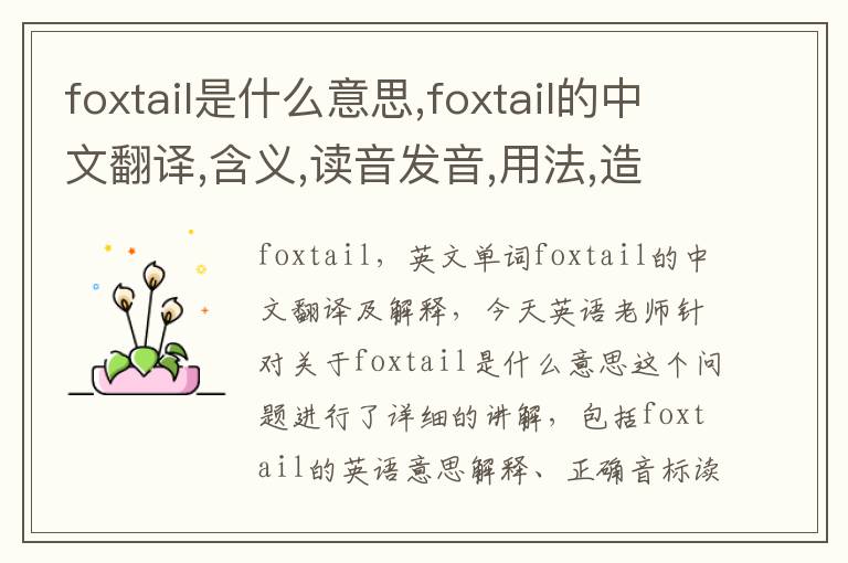 foxtail是什么意思,foxtail的中文翻译,含义,读音发音,用法,造句,参考例句