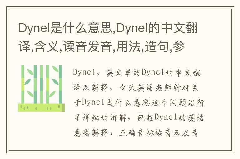 Dynel是什么意思,Dynel的中文翻译,含义,读音发音,用法,造句,参考例句