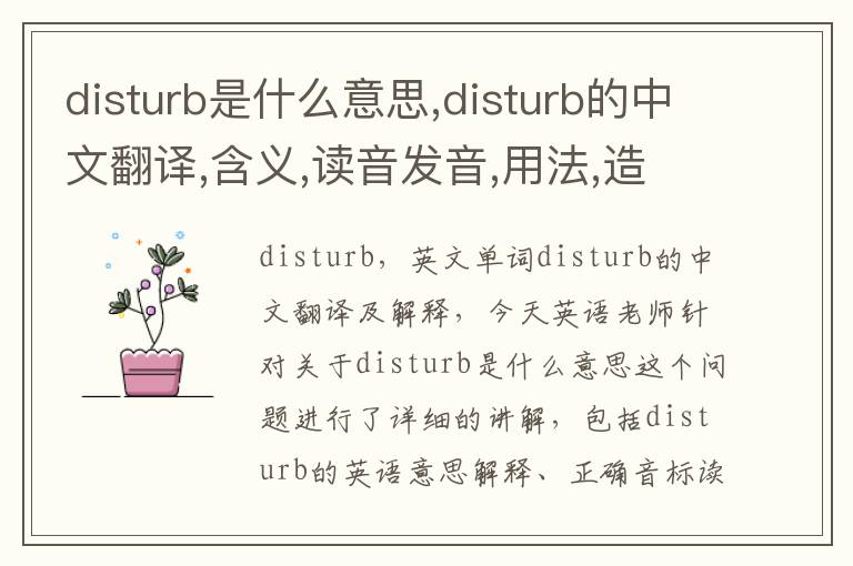 disturb是什么意思,disturb的中文翻译,含义,读音发音,用法,造句,参考例句