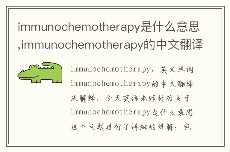 immunochemotherapy是什么意思,immunochemotherapy的中文翻译,含义,读音发音,用法,造句,参考例句