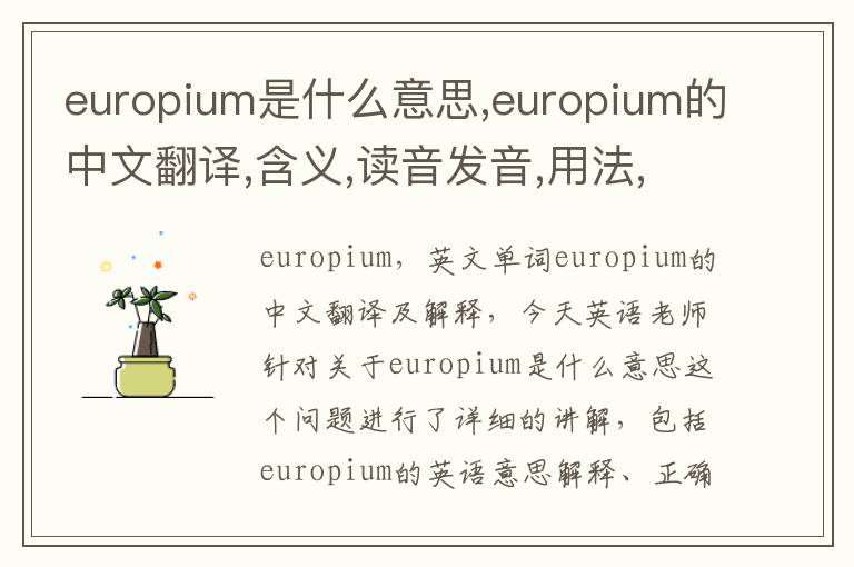 europium是什么意思,europium的中文翻译,含义,读音发音,用法,造句,参考例句