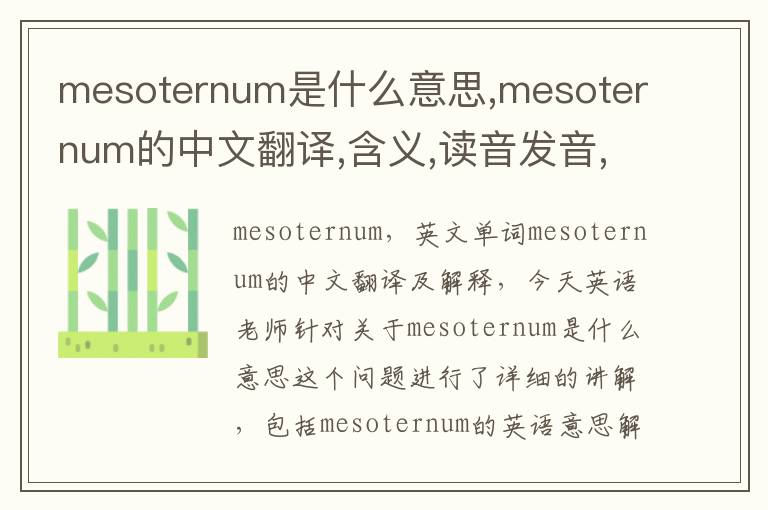 mesoternum是什么意思,mesoternum的中文翻译,含义,读音发音,用法,造句,参考例句