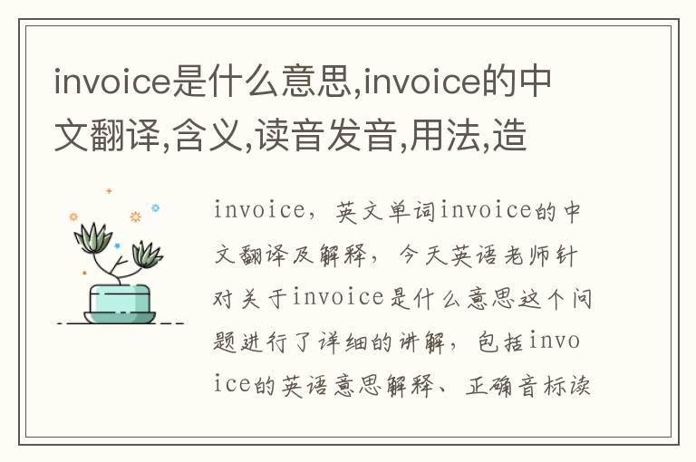 invoice是什么意思,invoice的中文翻译,含义,读音发音,用法,造句,参考例句