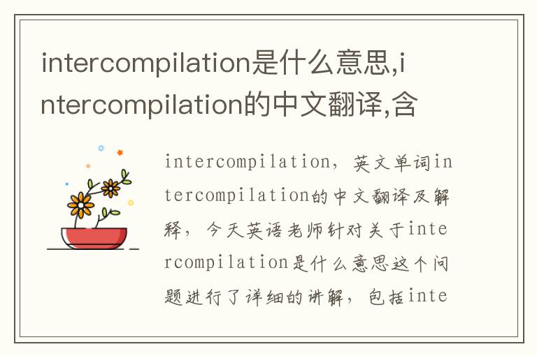 intercompilation是什么意思,intercompilation的中文翻译,含义,读音发音,用法,造句,参考例句