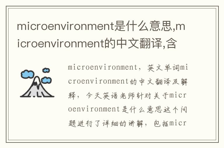 microenvironment是什么意思,microenvironment的中文翻译,含义,读音发音,用法,造句,参考例句