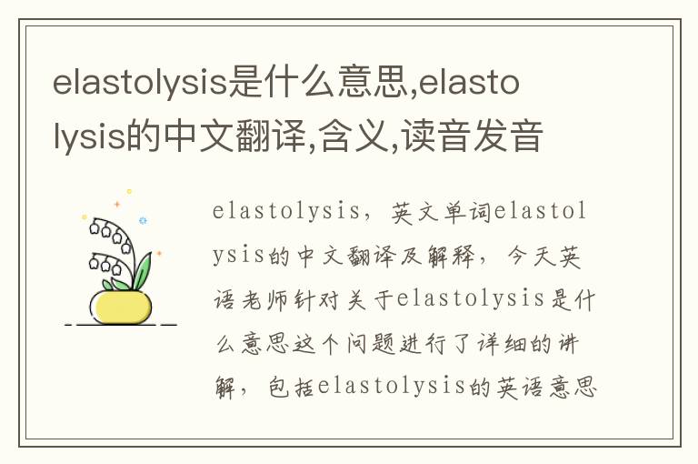 elastolysis是什么意思,elastolysis的中文翻译,含义,读音发音,用法,造句,参考例句