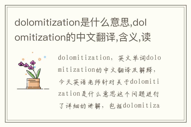 dolomitization是什么意思,dolomitization的中文翻译,含义,读音发音,用法,造句,参考例句