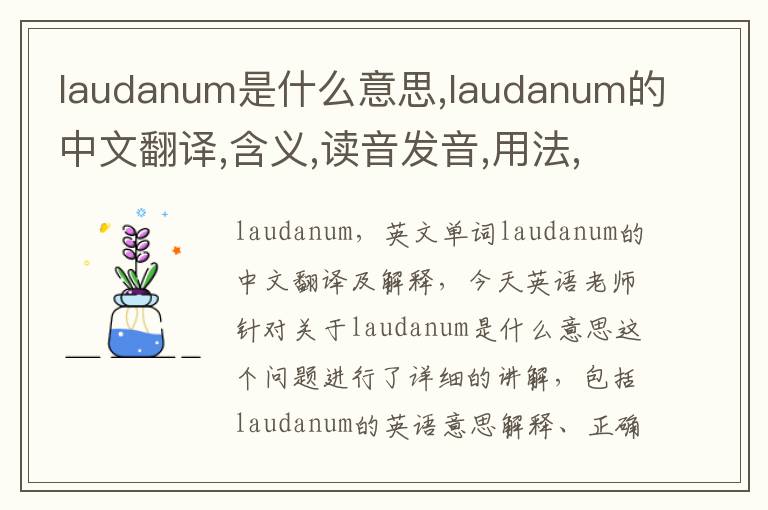 laudanum是什么意思,laudanum的中文翻译,含义,读音发音,用法,造句,参考例句