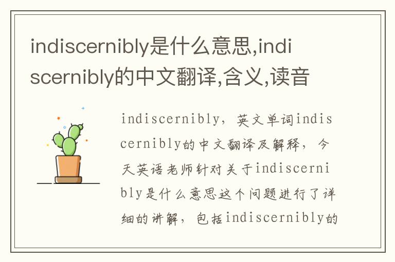 indiscernibly是什么意思,indiscernibly的中文翻译,含义,读音发音,用法,造句,参考例句