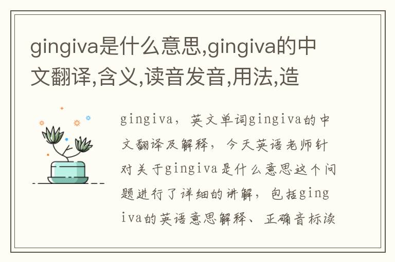 gingiva是什么意思,gingiva的中文翻译,含义,读音发音,用法,造句,参考例句