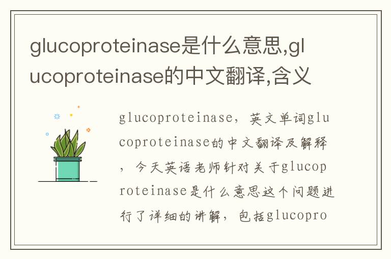 glucoproteinase是什么意思,glucoproteinase的中文翻译,含义,读音发音,用法,造句,参考例句