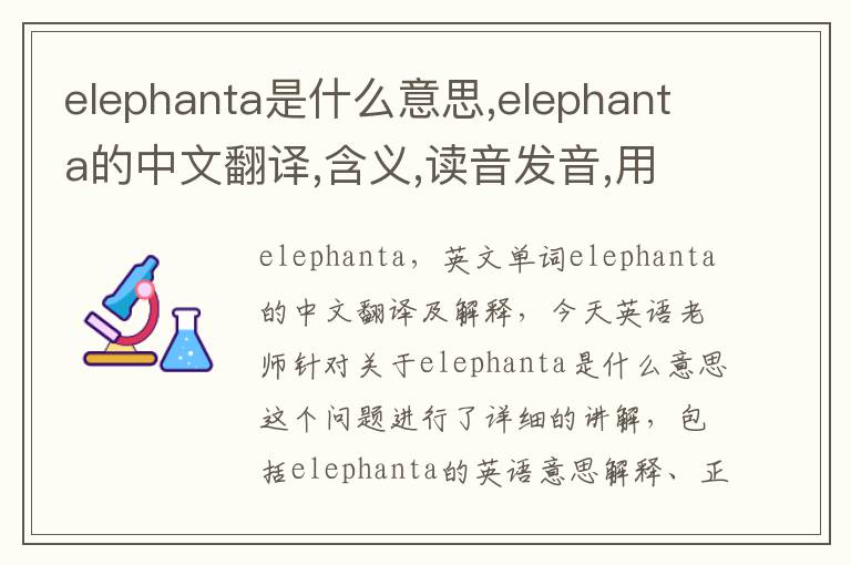 elephanta是什么意思,elephanta的中文翻译,含义,读音发音,用法,造句,参考例句