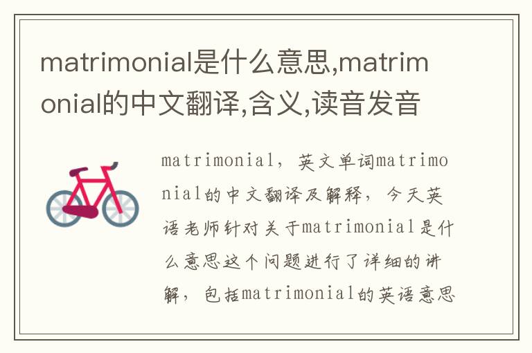 matrimonial是什么意思,matrimonial的中文翻译,含义,读音发音,用法,造句,参考例句