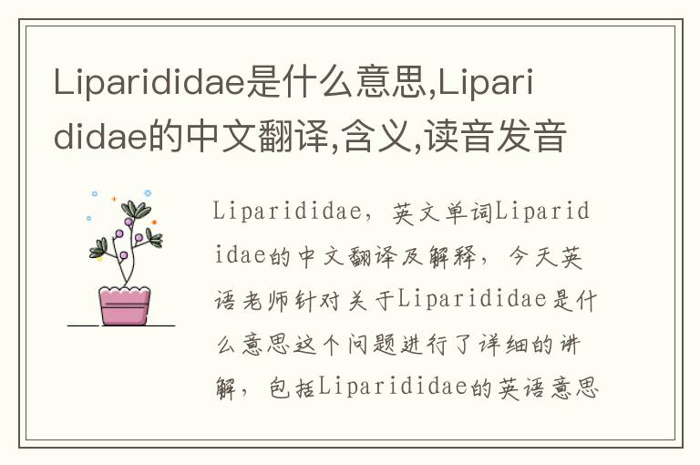 Liparididae是什么意思,Liparididae的中文翻译,含义,读音发音,用法,造句,参考例句