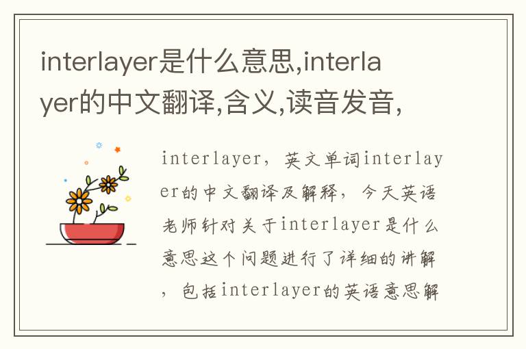 interlayer是什么意思,interlayer的中文翻译,含义,读音发音,用法,造句,参考例句