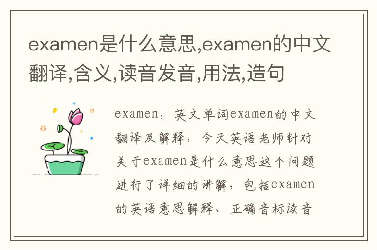 examen是什么意思,examen的中文翻译,含义,读音发音,用法,造句,参考例句