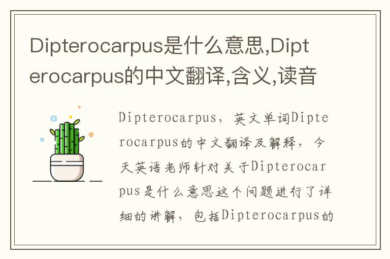 Dipterocarpus是什么意思,Dipterocarpus的中文翻译,含义,读音发音,用法,造句,参考例句