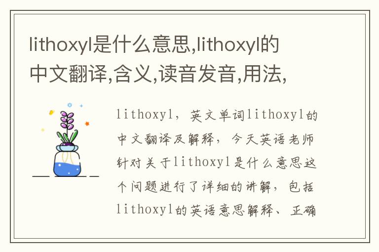 lithoxyl是什么意思,lithoxyl的中文翻译,含义,读音发音,用法,造句,参考例句