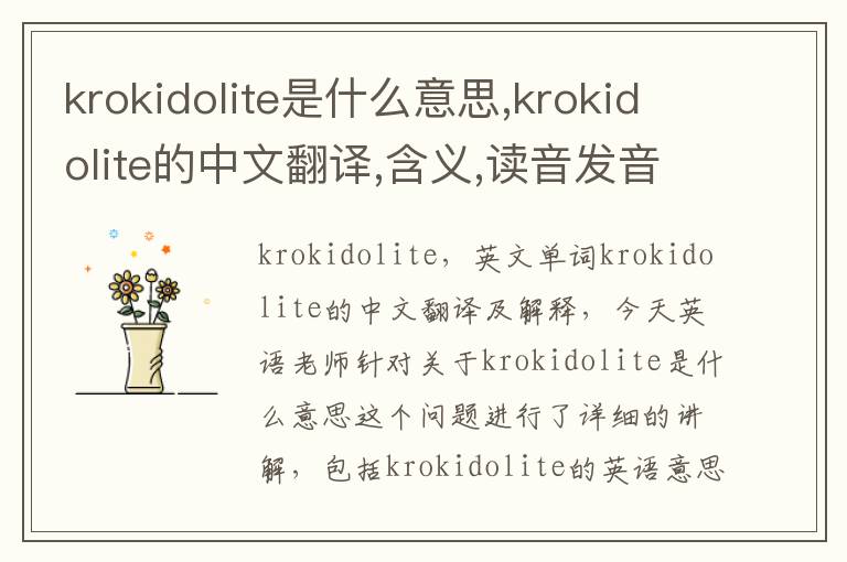 krokidolite是什么意思,krokidolite的中文翻译,含义,读音发音,用法,造句,参考例句