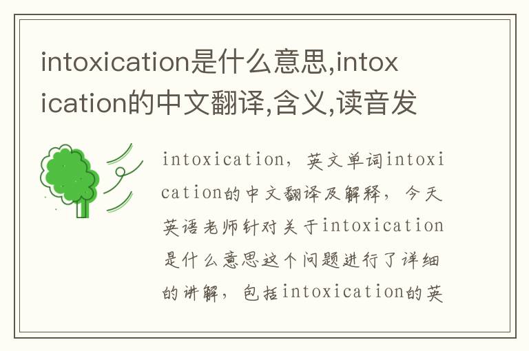 intoxication是什么意思,intoxication的中文翻译,含义,读音发音,用法,造句,参考例句