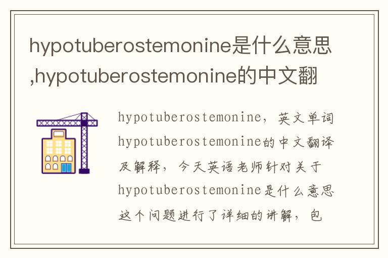 hypotuberostemonine是什么意思,hypotuberostemonine的中文翻译,含义,读音发音,用法,造句,参考例句