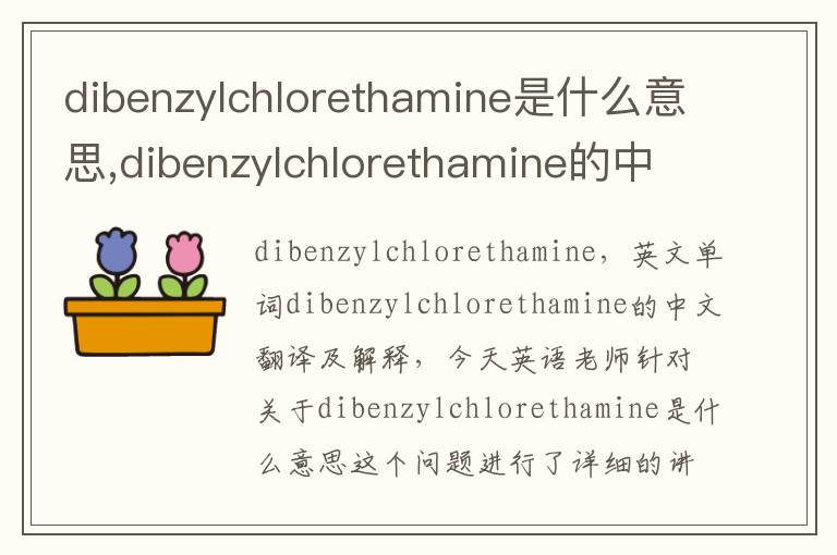 dibenzylchlorethamine是什么意思,dibenzylchlorethamine的中文翻译,含义,读音发音,用法,造句,参考例句