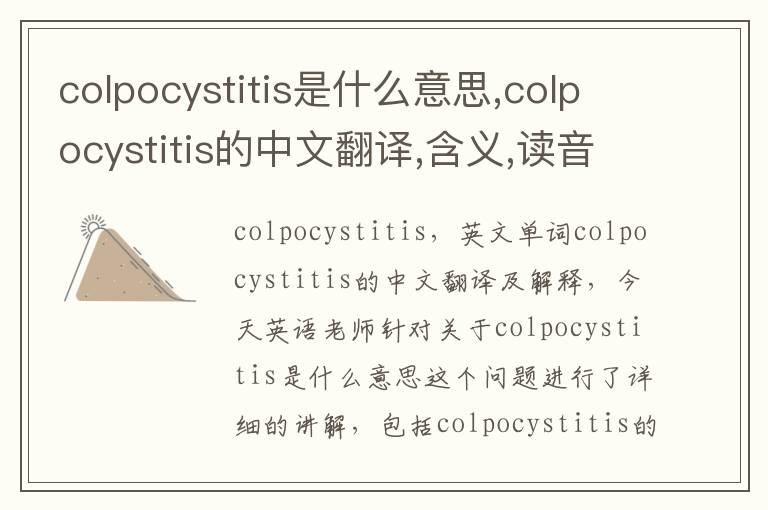 colpocystitis是什么意思,colpocystitis的中文翻译,含义,读音发音,用法,造句,参考例句