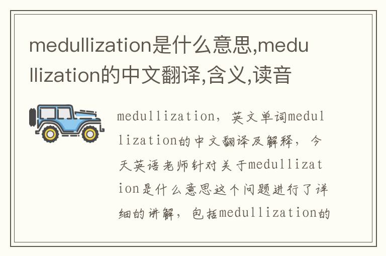 medullization是什么意思,medullization的中文翻译,含义,读音发音,用法,造句,参考例句