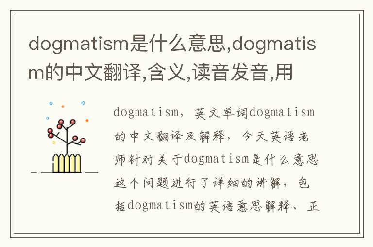 dogmatism是什么意思,dogmatism的中文翻译,含义,读音发音,用法,造句,参考例句