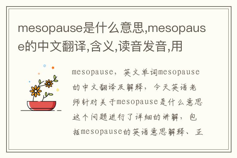 mesopause是什么意思,mesopause的中文翻译,含义,读音发音,用法,造句,参考例句