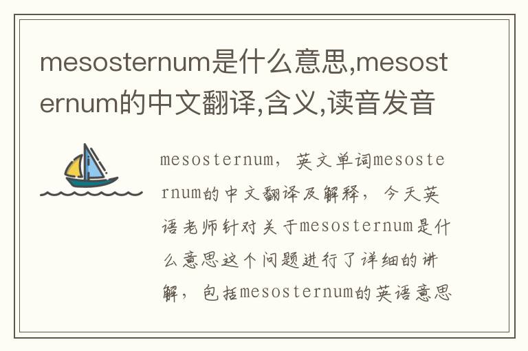 mesosternum是什么意思,mesosternum的中文翻译,含义,读音发音,用法,造句,参考例句