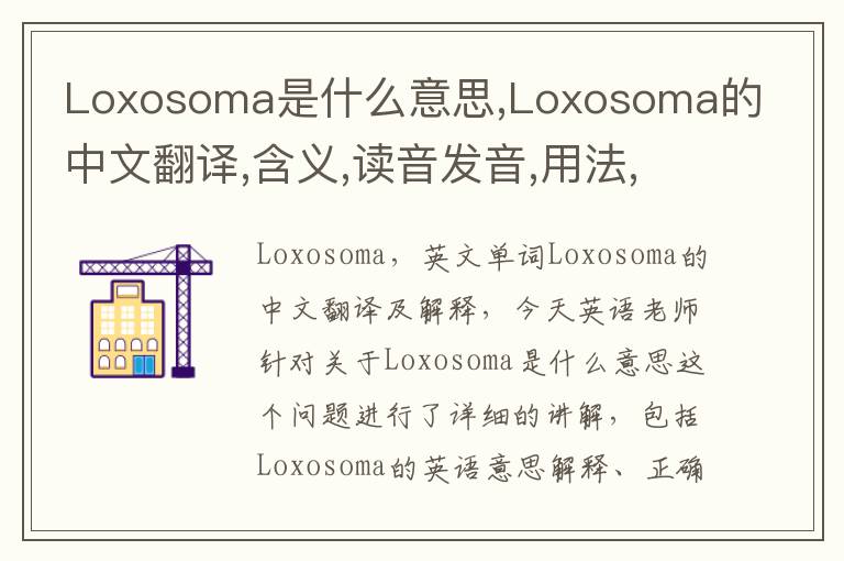 Loxosoma是什么意思,Loxosoma的中文翻译,含义,读音发音,用法,造句,参考例句