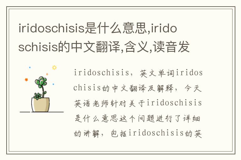 iridoschisis是什么意思,iridoschisis的中文翻译,含义,读音发音,用法,造句,参考例句