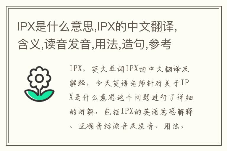 IPX是什么意思,IPX的中文翻译,含义,读音发音,用法,造句,参考例句