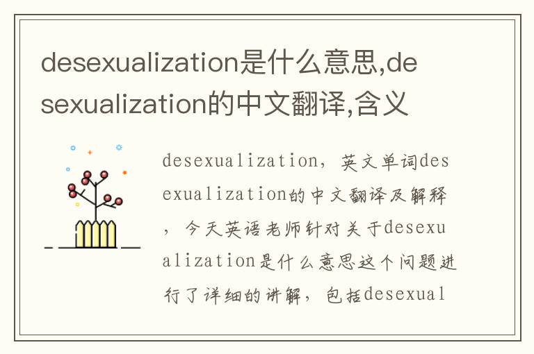 desexualization是什么意思,desexualization的中文翻译,含义,读音发音,用法,造句,参考例句