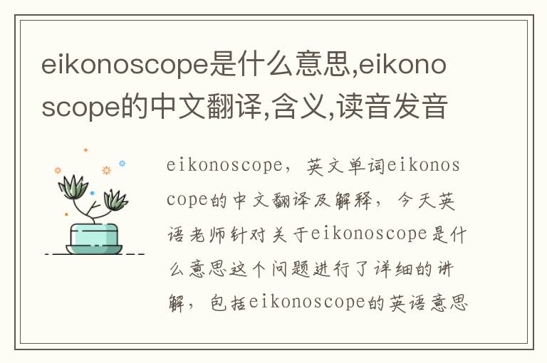 eikonoscope是什么意思,eikonoscope的中文翻译,含义,读音发音,用法,造句,参考例句