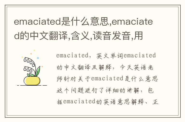 emaciated是什么意思,emaciated的中文翻译,含义,读音发音,用法,造句,参考例句