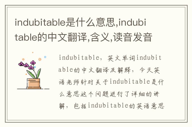 indubitable是什么意思,indubitable的中文翻译,含义,读音发音,用法,造句,参考例句