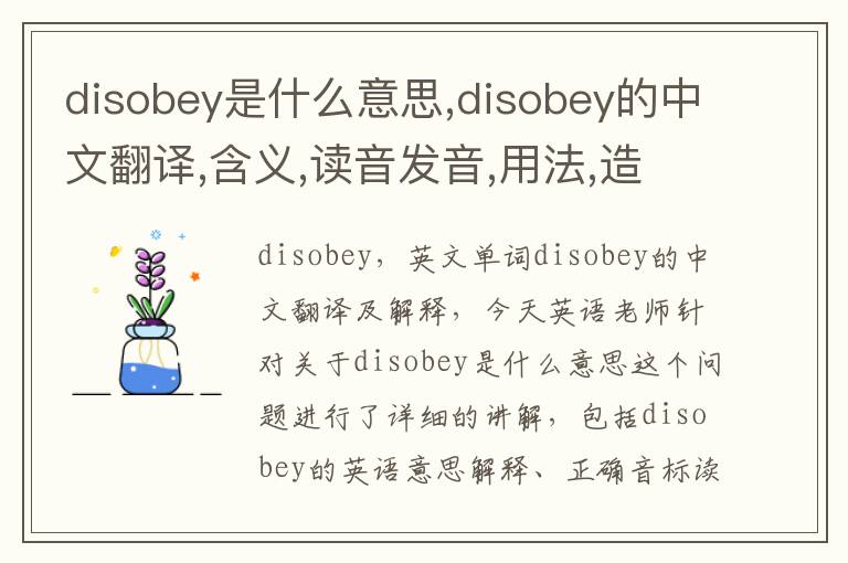 disobey是什么意思,disobey的中文翻译,含义,读音发音,用法,造句,参考例句