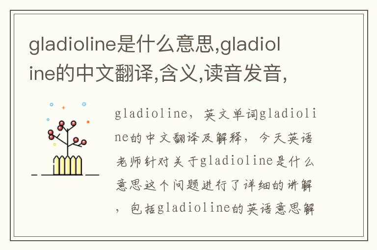 gladioline是什么意思,gladioline的中文翻译,含义,读音发音,用法,造句,参考例句