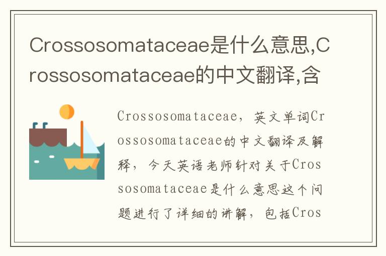 Crossosomataceae是什么意思,Crossosomataceae的中文翻译,含义,读音发音,用法,造句,参考例句