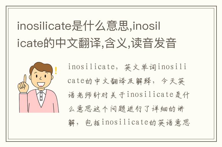 inosilicate是什么意思,inosilicate的中文翻译,含义,读音发音,用法,造句,参考例句