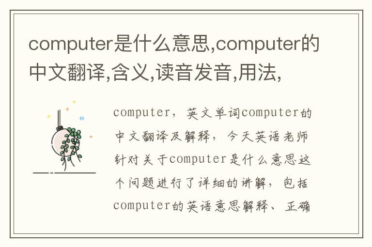 computer是什么意思,computer的中文翻译,含义,读音发音,用法,造句,参考例句