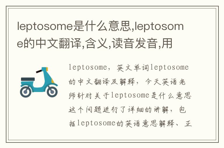 leptosome是什么意思,leptosome的中文翻译,含义,读音发音,用法,造句,参考例句